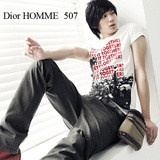 DIOR HOMME韩国个性时尚圆领印花修身短袖t恤