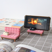 Zakka日式可爱少女心植绒沙发猫咪手机架摆件送同学朋友创意