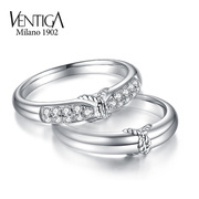 VENTIGA/梵蒂加结婚对戒男女款18k白金镶钻石情侣戒指环订婚礼物