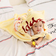 婴儿毛毯带帽披风冬季加绒加厚斗篷儿童小n学午睡毯宝宝外出毯子