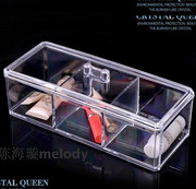 三格水晶棉签盒 化妆棉盒 化妆盒 收纳盒 透明盒 首饰盒 171-1