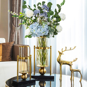 现代轻奢玻璃花瓶摆件，客厅插花美式高级感餐桌，电视柜家居软装饰品
