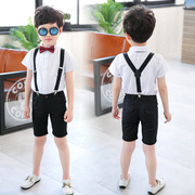 韩版夏童装男童礼服套装 3-4-5-6-7-8岁儿童背带裤两件套