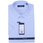 雅戈尔短袖衬衫YSDP110069IFY/A男商务方领蓝细格DP纯棉免熨衬衫