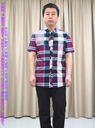 甩 丝光纯棉短袖衬衫男 大格子 普洛克24夏 薄款商务半袖衬衣