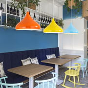 现代简约单头吊灯彩色餐厅饭店餐馆办公室餐饮店铺工业风商用灯罩