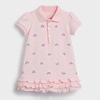 女童夏季装短袖连衣裙粉红色，木耳边花苞，裙儿童宝宝纯棉polo衫裙子