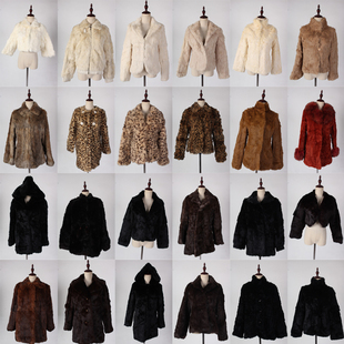 tm84古着vintage中古复古日本制冬季整皮真兔毛，皮草保暖女装外套