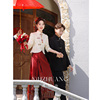 酒红色新娘敬酒服2024中式订婚马面裙套装，夏季结婚礼服高级感