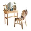 鹿林北欧藤编梳妆台家用小户型，带镜子梳妆桌，实木化妆桌桌椅组