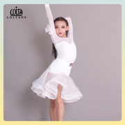 洛利塔儿童拉丁舞演出服白色女童舞蹈练功服少儿表演舞蹈练习服