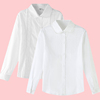 女童月牙衬衫圆领小学生长袖，校服中大童纯棉，加绒儿童蕾丝白色衬衣