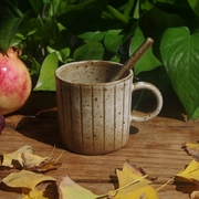 泥火景德镇咖啡杯全手工粗陶创意雕刻向日葵杯碟勺套组早餐牛奶杯