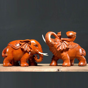 木雕大象摆件象一对实木红木，雕刻乔迁家居泰国大象客厅工艺品