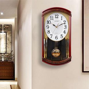 金钟宝老式报时挂钟中式复古摇摆钟表客厅，家用静音欧式创意石英钟