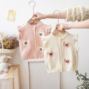 女童毛衣0-5岁宝宝，春秋装儿童开衫婴儿针织，马甲宝宝背心坎肩外套