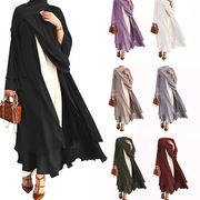 中东阿拉伯大码女装雪纺，长袖连衣裙迪拜旅游开衫套装女dressset