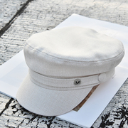英伦海军帽女欧美八角帽复古白色平顶帽子贝雷春夏网红报童帽