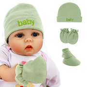 新生儿3件套纯棉胎帽防抓手套脚套婴儿帽手脚套休闲帽子宝宝