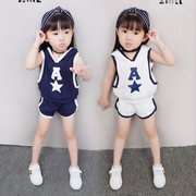 女童夏装2022女宝宝2洋气短袖运动两件套1-3-5岁女孩半袖套装