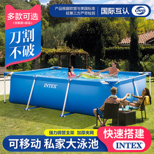 intex儿童充气游泳池加厚家用成d人，大型家庭户外折叠戏水池超大号
