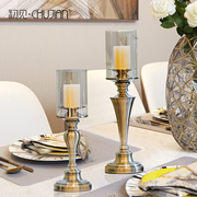 美式家居浪漫装饰品金属烛台欧式样板房客厅餐桌家居创意新居