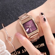 古欧guou石英时尚大气，女款手表方形，简约不锈钢表带日历女腕表