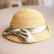 拉菲草法式双模礼帽女夏季文艺小众草帽，出游逛街度假贝雷帽蝴蝶结