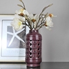 欧式田园风格紫色几何镂空陶瓷圆柱，花瓶家居玄关，桌面软装道具饰品
