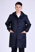 迷彩蓝大褂带帽工作服套装工厂，防尘脏连体劳保服，长款罩衣四季外套