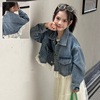韩国童装女童短款牛仔外套25春秋儿童夹克外套蕾丝花边学生小个子