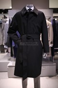 2022年春季BON韩国黑色翻领单排扣宽松腰带中长青年风衣外套
