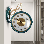 美式双面挂钟客厅个性创意时尚钟表两面家用欧式复古轻奢挂墙时钟