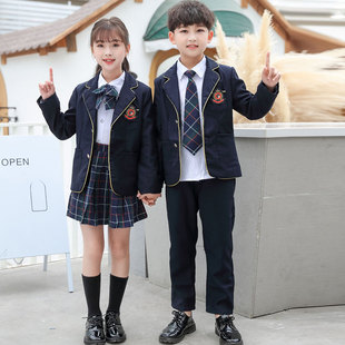 幼儿园园服男女韩版学院风小学校服秋冬季儿童装西装班服三件套装