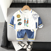 婴儿衣服春秋装时尚长袖开衫外套，棒球服两件套一周岁男宝宝运动款