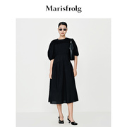 商场同款玛丝菲尔2024春季经典新能量小黑裙气质连衣裙女