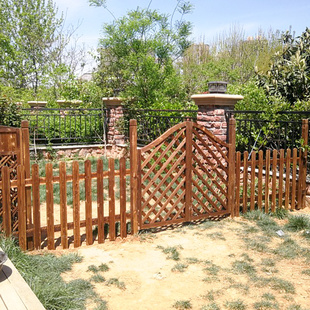 花园栅栏门庭院花园门围栏，篱笆门室外防腐木门，户外家用实木双开门