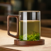 高硼硅玻璃茶杯带把手个人专用男士办公室带盖家用耐高温泡绿茶杯