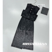 MRSSTETE欧洲站小众英伦风无袖西装马甲法式复古时尚气半身裙套装