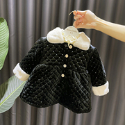 2-6岁女宝宝加厚棉服连衣裙，女童冬装3女婴儿童，质感小香风裙摆棉衣