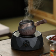 日式罐罐茶壶电陶炉加热锤纹侧把陶瓷壶花茶，养生煮茶器电热炉套装