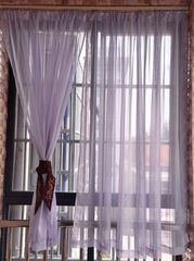 清新淡紫色条纹成品窗纱窗帘半帘飘窗客厅窗纱 微瑕