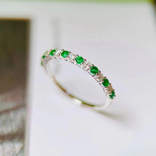 宝创集0.21克拉沃顿绿祖母绿戒指，排戒18k金镶天然钻石简约优雅