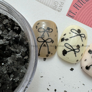 不规则黑色斑点色块蛋壳片，ins风简约万能岩片粉创意diy美甲素材