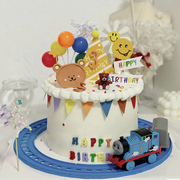 创意托马斯蛋糕装饰摆件电动轨道，火车头男孩儿童生日烘焙字母插件