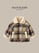 意大利MAEVIK男童装冬装2024小童英伦风长袖棉袄洋气格子外套