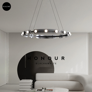 意式极简 现代简约客厅吊灯高端设计感餐厅灯圆环玻璃卧室led灯具