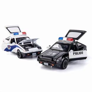 成品消防救护车丰田ae86警车男孩玩具车声光合金汽车模型礼物