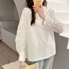 国风3D绣花新中式宽松白色长袖T恤女流行洋气打底显瘦上衣H240241