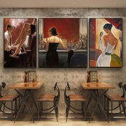 工业风酒吧装饰画，美式风格包厢复古美女挂画清吧酒馆背景墙面壁画